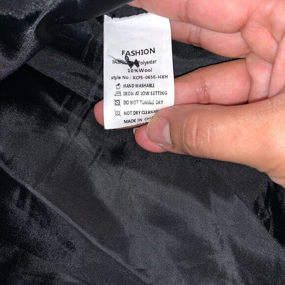 Tanming Womens Notch Lapel Double Breasted Wool Blend Mid Pea Trench Coat XL - Picture 14 of 15